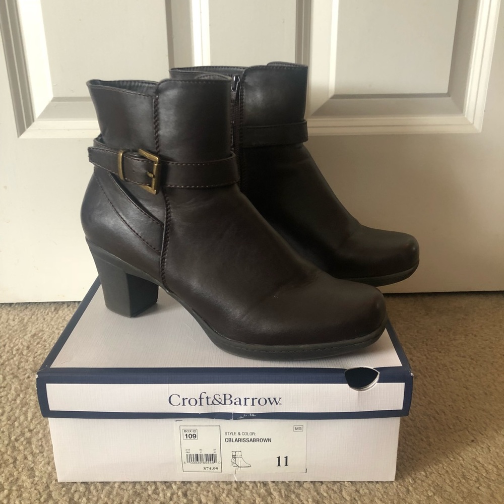 Brown Chunky Heal Boots
